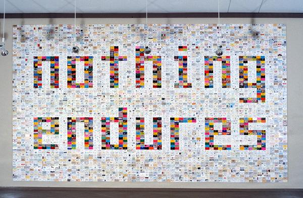 John Salvest, Nothing Endures, 1998
Business Cards, Thumbtacks, Painted Sheathing
128” x 224” x 12”