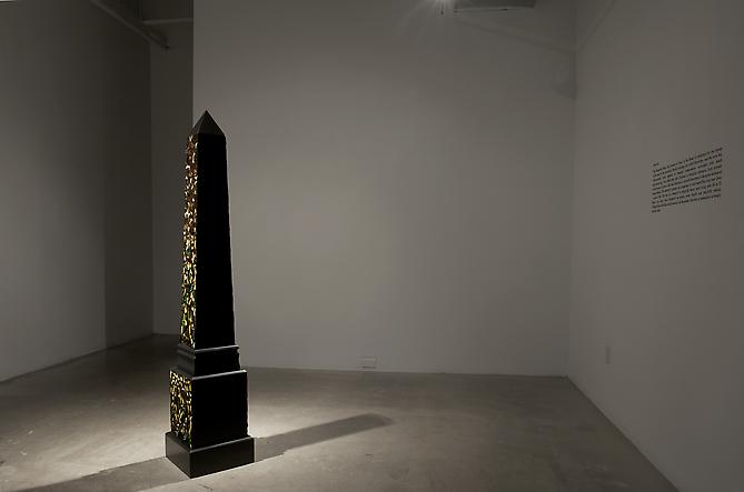 IN MOURNING OF | INSTALLATION VIEW | PATRICK MIKHAIL GALLERY | NOVEMBER 2010

CINDY STELMACKOWICH | REQUIEM: IN PARADISUM | BUTTERFLY WINGS, WOOD OBELISK | 174 X 33 X 33 CM | 2010