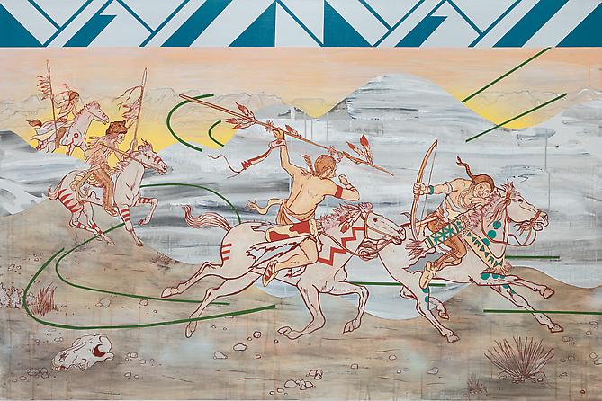 Danny Miller
The Quick and the Dead
2011
Acrylic and Spraypaint on Wood Panel
4' x 6'