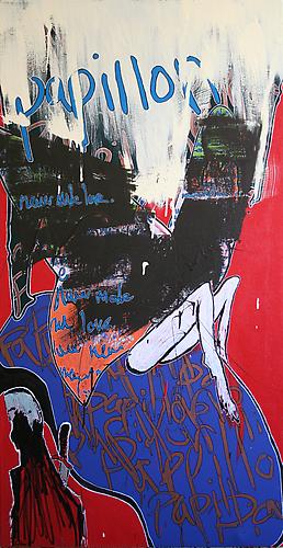  PAPILLON NEVER MADE LOVE , 2010
Acrylic latex, enamel and paint marker on canvas
58 x 30 inches