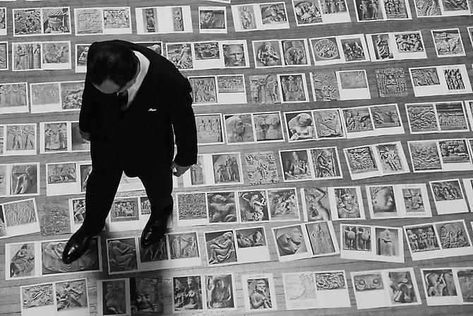  Malraux's Shoes, 2012 
Single-channel video, 42 minutes
No. 1 from an edition of 3
Written and performed by Dennis Adams. Directed by Dennis Adams and Paul Colin.
 Price upon request 