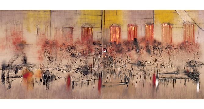 Hebron, 1998-2001 
Chalk and oil on unprimed Belgian linen, 84 x 192 in.
  View More  ➤ 
