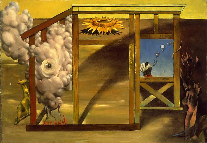  On Time Off Time, 1948 
Oil on canvas, 14 1/8 x 22 in.
Museum of Modern Art, New York
  View More  ➤ 