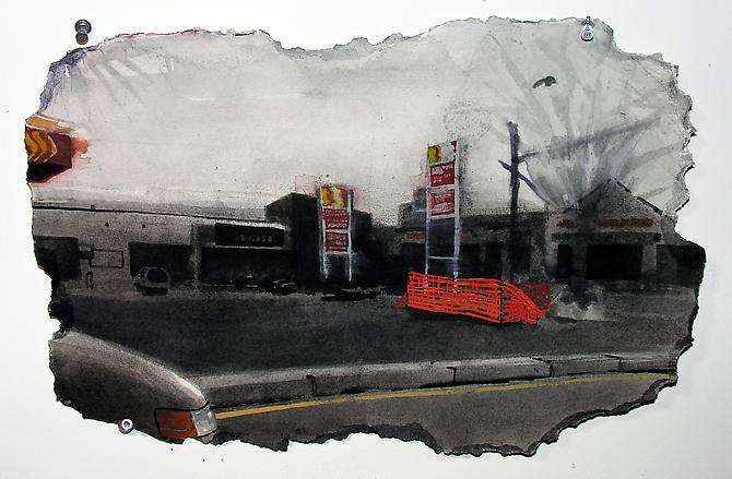 Laid Waste, 2010. 
Gouache and ink on paper, 9 x 12 inches.