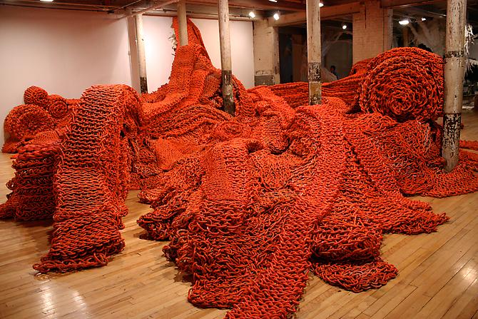 Big Boss, 2010
Rope with latex paint
Dimensions variable
Installation view, MASS MoCA
