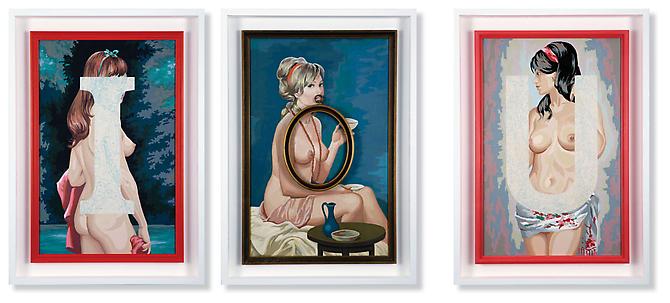 Trey Speegle
I O U (Everything), 2011.
Acrylic paint and archival pigment on canvas, 34 x 72 inches.