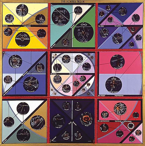 THE NUMBER DREAM, 1968
Oil, acrylic, ink, and vinyl lettering on canvas, 73 ½ x 73 ½ in.
 Price upon request 
  View More  ➤ 