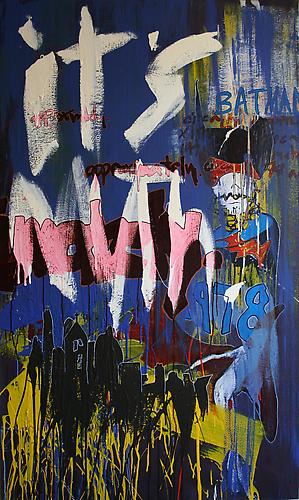  BATMAN CIRCA 1978 APPROXIMATELY No. 2 , 2010
Enamel, acrylic enamel, ink and paint marker on canvas  
60 x 36 inches