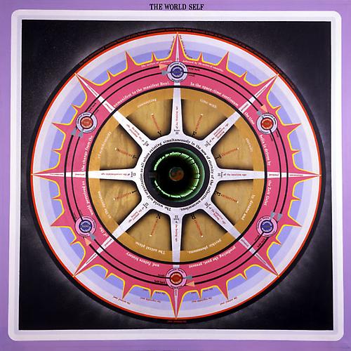 THE WORLD SELF, 1967
Oil and acrylic on canvas and vinyl lettering with a magic mirror, 61 ½ x 61 3/8 in.
 Price upon request 
  View More  ➤ 