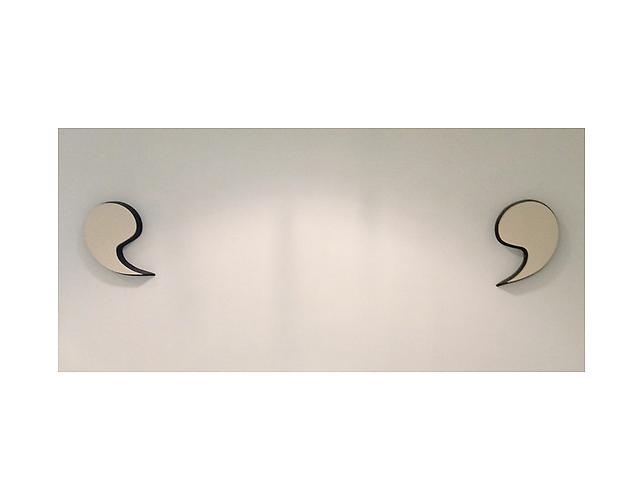 RICHARD ARTSCHWAGER
Untitled (Quotation Marks), 1980                                                                                                    
Formica on painted wood in two parts, 15 ½ x 11 x 2 in. (each element)
  View complete Description  ➤ 