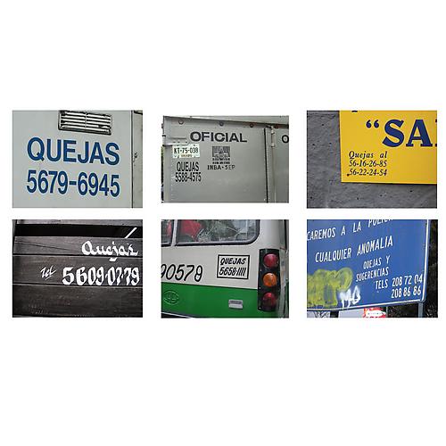  Quejas , 2007
Six digital pigment prints, overall: 43 x 86 ½ in., each 20 ½ x 27 ½ in., edition of 24 
Published by La Caja Negra Ediciones, Madrid
  View Description  ➤ 