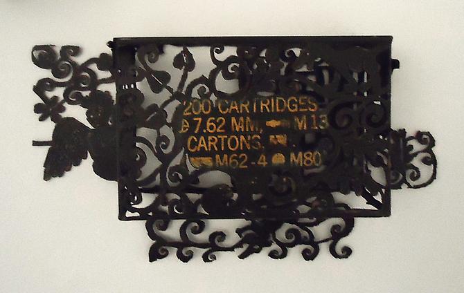 Willow Warhead II, 2011.
Steel Ammunition Box, 18 x 10 x 4 inches.