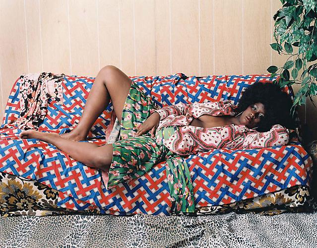 Mickalene Thomas
Afro Goddess with Hands Between Legs, 2006.
Mounted C-print, 48 x 60 inches.