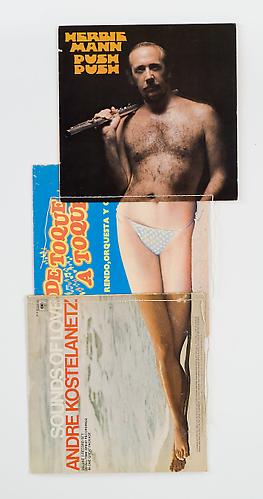 Christian Marclay
Push Push (from the series "Body Mix")   1991
Three record covers and thread
31 x 14 in