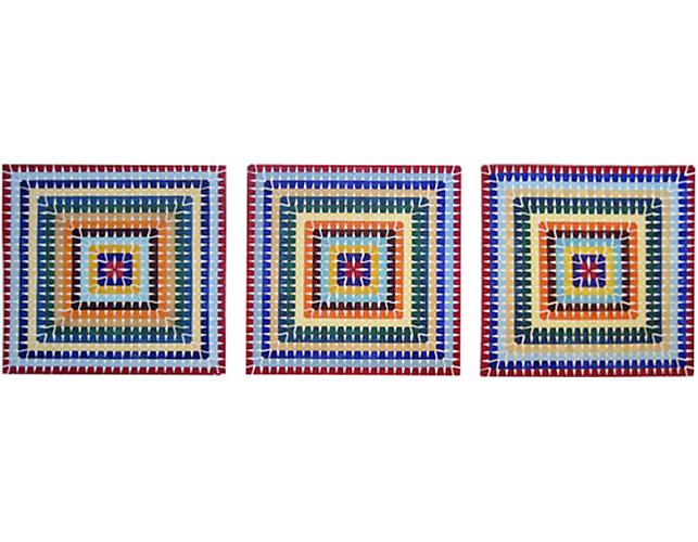  colors from Afghan blanket, copied, 2008-2009 | colors from Afghan blanket, remembered, 2008-2009 | colors from memory remembered, 2008-2009 
Watercolor on paper, triptych, each image: 20 x ¼ x 20 ¼ in.
  View More  ➤ 