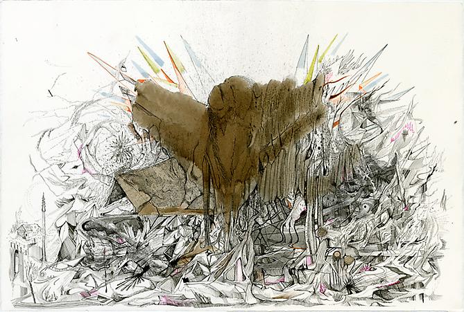 Old from Young, 2010
Pen, ink, xerox transfer on paper
14 x 22 inches