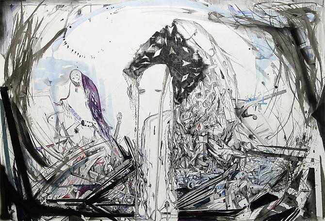 The Gift, 2011
Pen, ink, xerox transfer on paper
30 x 40 inches