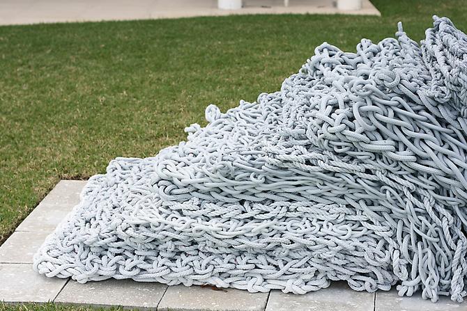 (Detail) Beefcake Chaise Lounge (Grey), 2011
Rope, latex paint
30 x 122 x 35 inches
