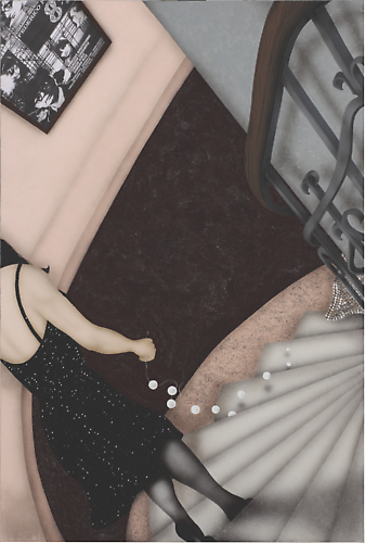 Pearl Necklace   2010
Mixed media, acrylic and embroidery with sequins and beads on canvas
59 x 39.4 in / 150 x 100 cm