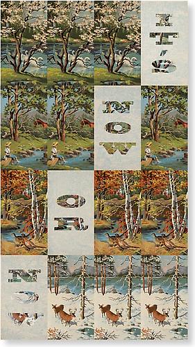 It's Now or Now, 2005.
Vintage paint-by-number panels, 72 x 40 inches.