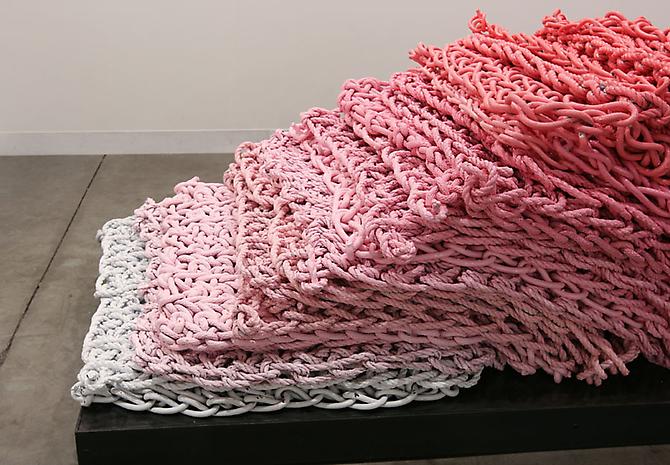 (Detail) Beefcake Chaise Lounge (Pink), 2011
rope, latex paint