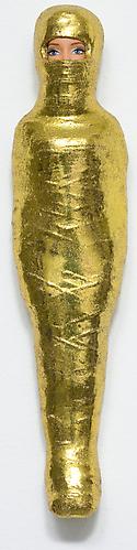 Mummified Barbie, 2008
Barbie doll, mixed media
11 x 3 x 1 inches