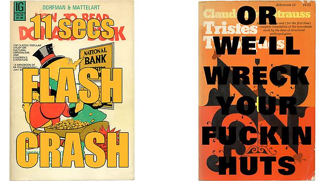 Left
 FLASH CRASH, 2011 
Archival inkjet prints on Hahnemule Fine Art photo rag paper, 20 1⁄4 x 17 in.

Right
 TRISTES TROPIQUES, 2012 
Archival inkjet prints on Hahnemule Fine Art photo rag paper, 19 x 15 3⁄4 in.