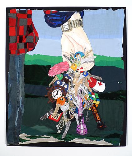 Todd Knopke
Love And Happiness   2007
Fabric and thread, stretched on wood stretcher bars
38 x 44 in