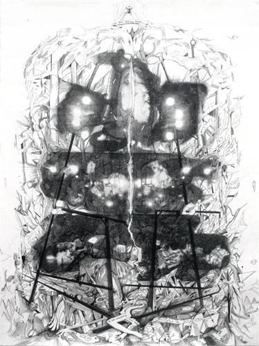 I Am Gasping for This Life, 2009
Pen, ink, xerox transfer on paper
30 x 22 inches