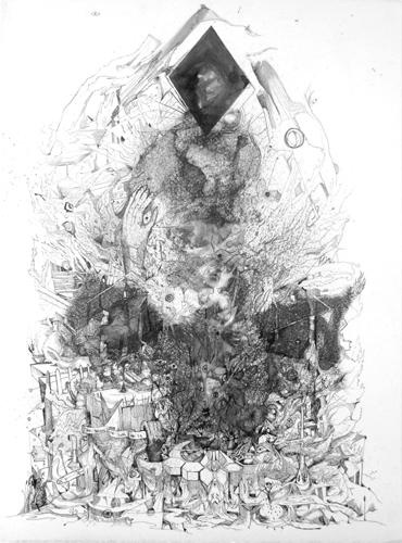 The Negative Sublime, 2008
Pen, ink, xerox transfer on paper
30 x 22 inches