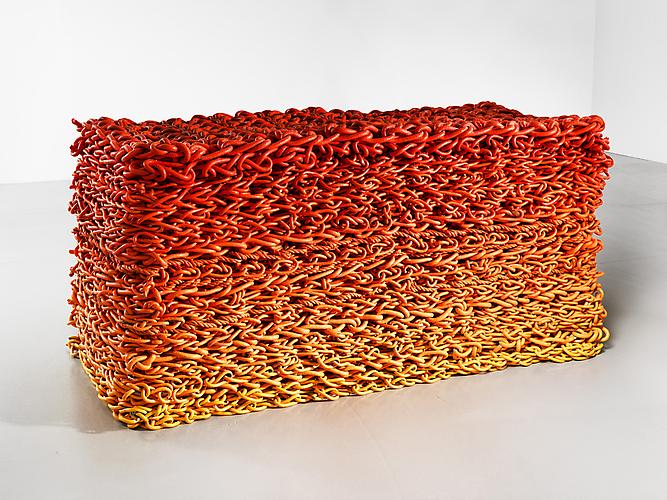 Untitled Stack (Orangina Gradient), 2011
Rope, latex paint
35 x 70 x 34 inches