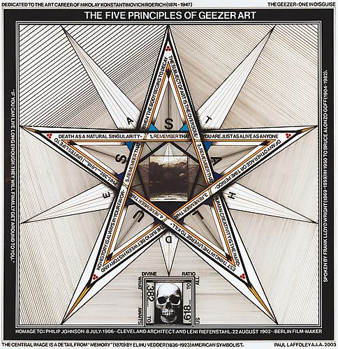 THE FIVE PRINCIPLES OF GEEZER ART, 2003
Ink, collage, and vinyl lettering on board, 31 x 31 in.
 Price upon request 
  View More  ➤ 