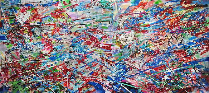 STREAMLINE 4 | ACRYLIC AND INK ON CANVAS | 72 X 132 INCHES | 2010