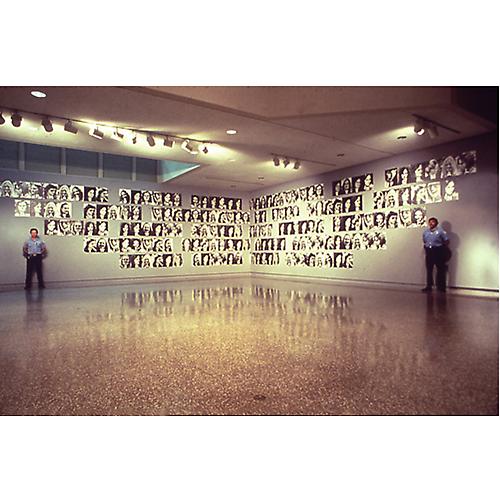  PATRICIA HEARST – A thru Z , 1979
Black-and-white photographs bracketed by two armed guards, each 20 x 16 in., 
Collection of Lenbachhaus, Munich
  View More  ➤ 