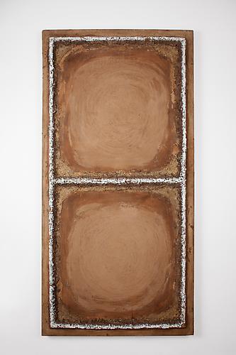 Upstairs Downstairs 1968
straw and earth compound on burlap
72 x 36 in / 182.9 x 91.4 cm