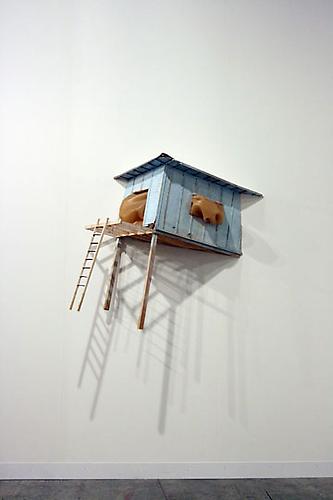Blockhouse, 2008
Wood, cork, rubber, cardboard and latex paint
39 x 45 x 16 in.