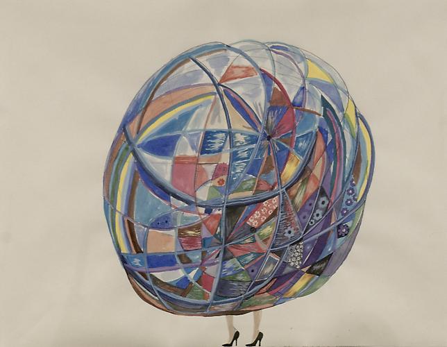 Nina Bovasso: High Heels Geo Dome (2011)
Acrylic, Gouache, Ink, Watercolor On Paper
19h x 25w in (48.26h x 63.5w cm)