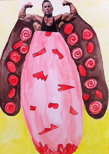 Orly Genger: Untitled (2012)
 Watercolor And Collage On Paper
12h x 8.5w in (30.48h x 21.59w cm)