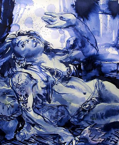 Fire in the Hold Burns all Regrets (2011)
Ink, Watercolor, Pastel On Paper
17h x 14w in (43.18h x 35.56w cm)