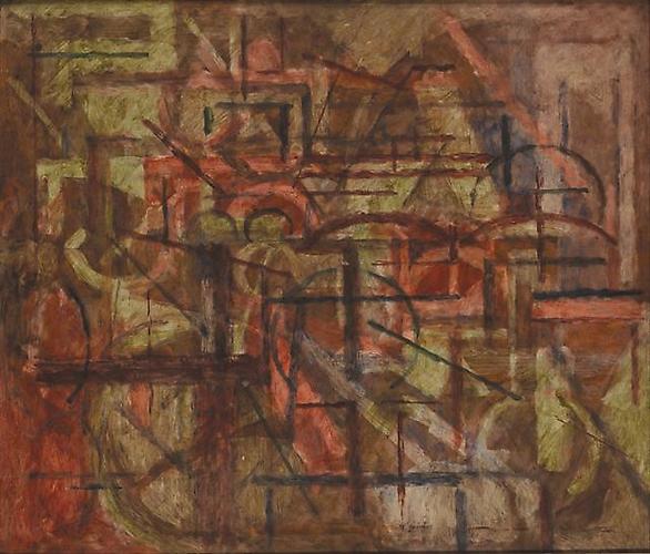 Maurice Golubov
Grand Central, ca. 1935 
Oil on board
24 x 38 inches ,GOLU_M_001