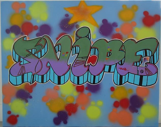SNYPER, Snipe, 2010.
Spray paint and acrylic on canvas, 24 x 30 inches.