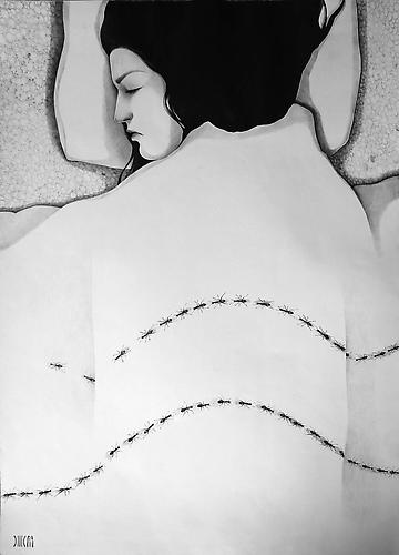 Untitled
From the  My World  Series
Black Pen on Cardboard
70 x 100 cm