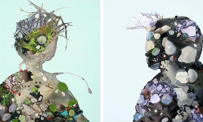 Made of This (diptych), 2008
Oil, acrylic and collage on masonite
20 x 32 inches