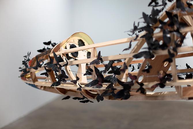 Paul Villinski, Passage, 2011
Salvaged wood, found aluminum cans, wire, soot, steel
3’-2” x 15’-4” x 33’