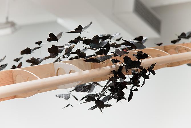 Paul Villinski, Passage, 2011
Salvaged wood, found aluminum cans, wire, soot, steel
3’-2” x 15’-4” x 33’
