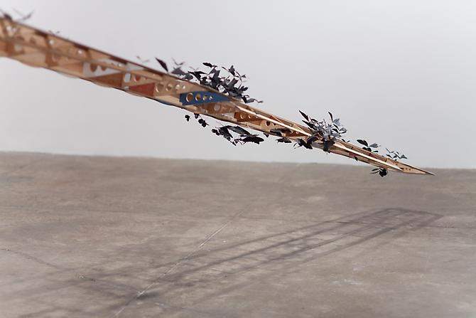 Paul Villinski, Passage, 2011
Salvaged wood, found aluminum cans, wire, soot, steel
3’-2” x 15’-4” x 33’