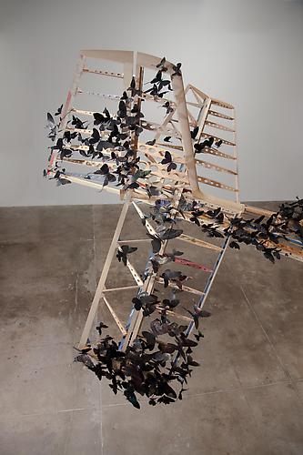 Paul Villinski, Passage, 2011
Salvaged wood, found aluminum cans, wire, soot, steel
3’-2” x 15’-4” x 33’