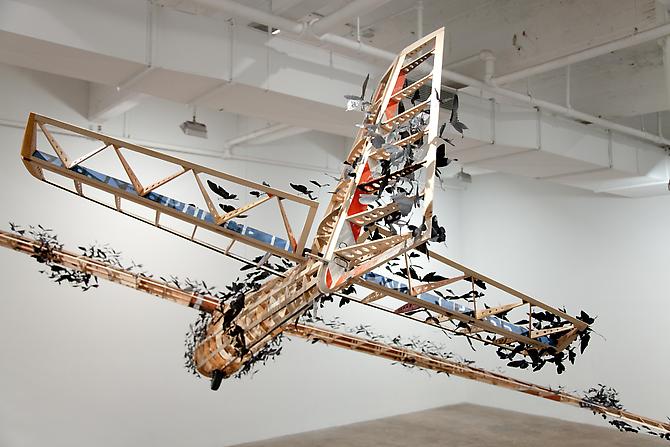 Paul Villinski, Passage, 2011
Salvaged wood, found aluminum cans, wire, soot, steel
3’-2” x 15’-4” x 33’