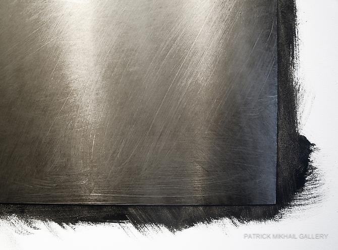 PAINTING, WIPED, ON WALL (DETAIL) | OIL ON ALUMINUM | 36 X 36 INCHES | INSTALLATION VIEW | PATRICK MIKHAIL GALLERY | 2011