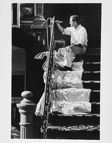 Man painting on steps 
mid 1950s
Gelatin Silver Print